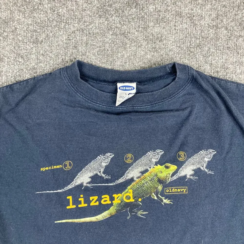 Old Navy‎ T-Shirt Kids Size L Blue Lizard Graphic Short Sleeve Casual